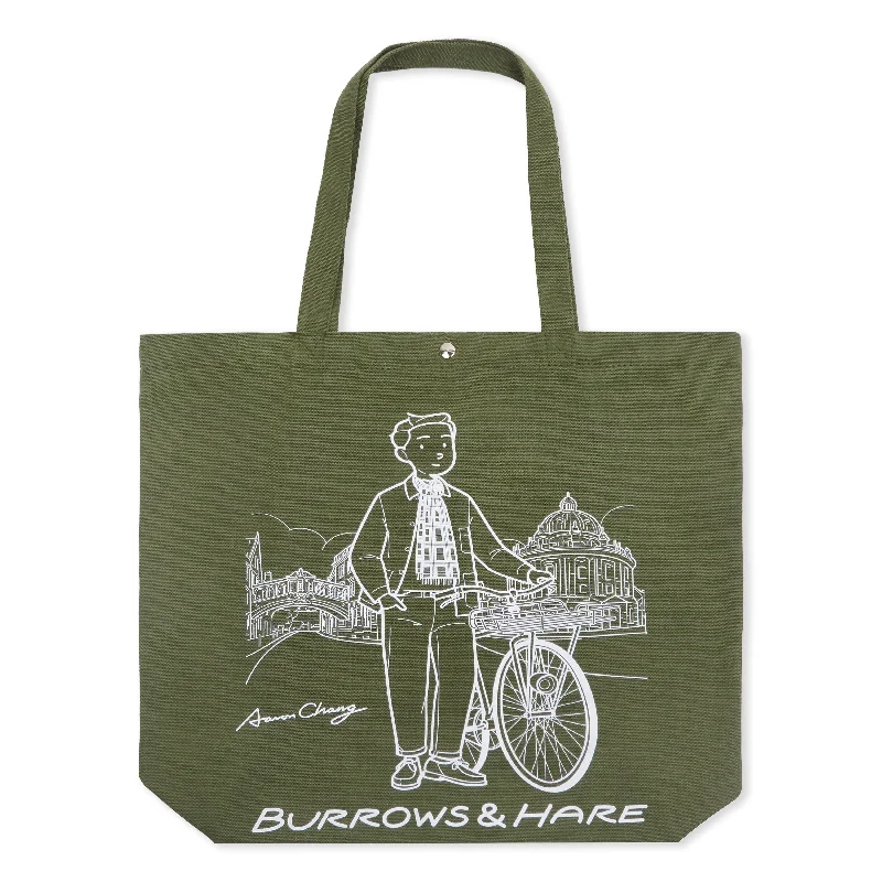 Printed Canvas Tote Bag - Olive Trendy Handbags At Limited-Time Discounts
