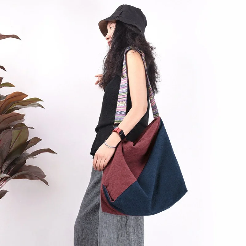 Cotton Linen Color Block Casual Bag Of Large Capacity Crossbody Bag Everyday Bags, Budget-Friendly Cotton Linen Color Block Casual Bag Of Large Capacity Crossbody Bag Everyday Bags, Budget-Friendly