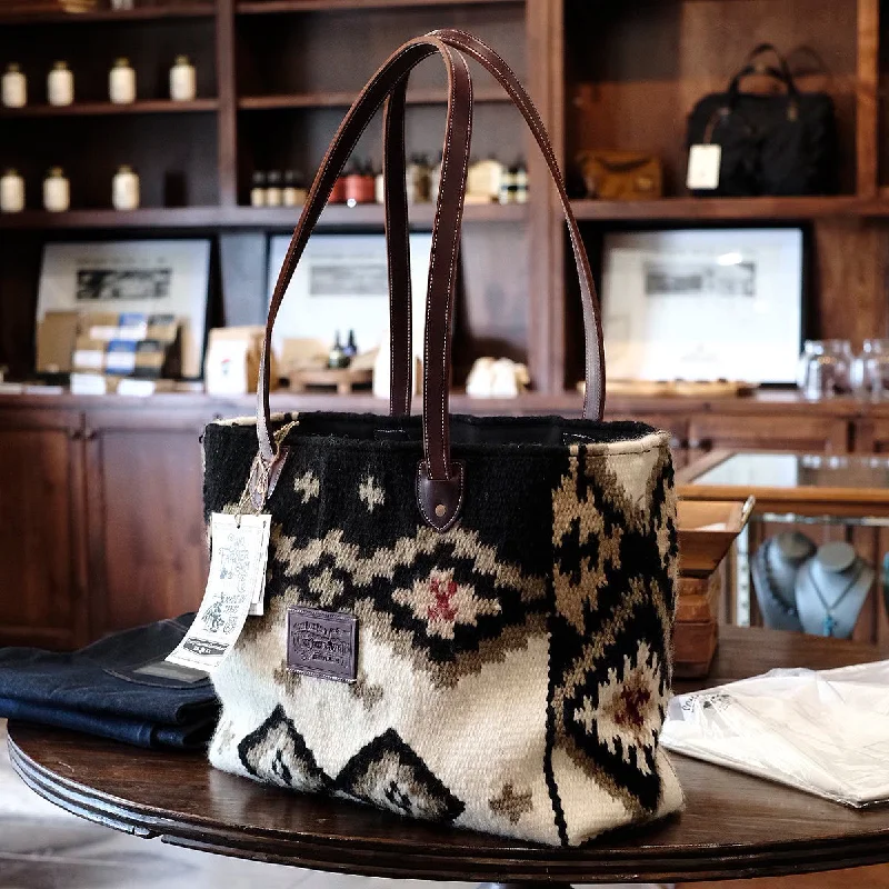 Hand Woven 100% WOOL Southwestern Tote Bag Black Cream Grab Stylish Bags Before They're Gone