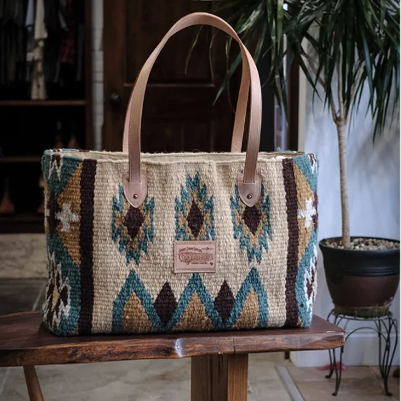 Hand Woven 100% WOOL Southwestern Tote Bag Khaki Brown The Perfect Bag Sale Is Here