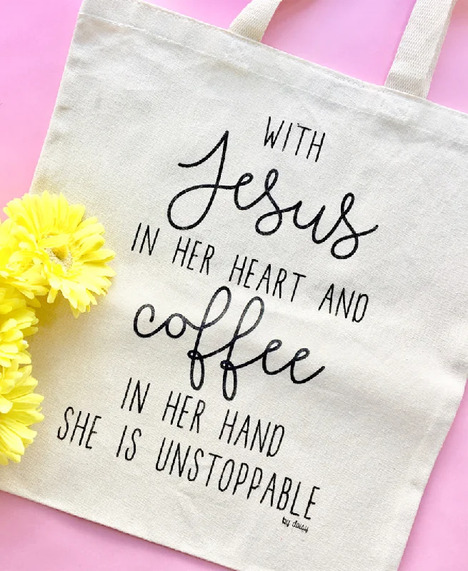 Jesus & Coffee Reusable Tote Bag Chic Bags, Shop Now