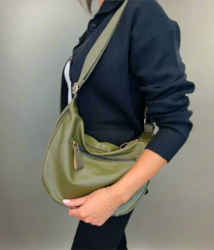 Khaki Crescent Sling Bag Premium Bags, Special Prices