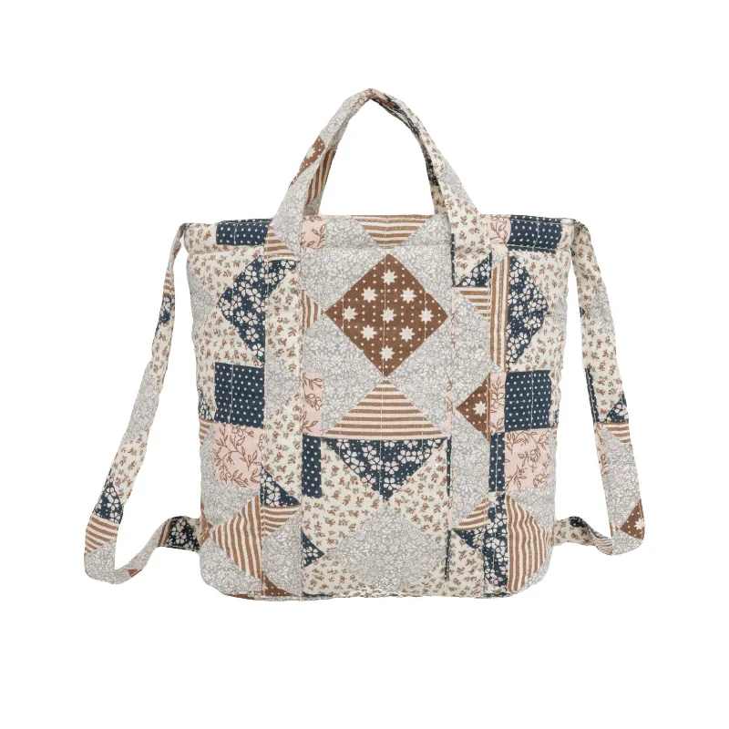 Quilted Tote Bag - Patchwork - Natural Timeless Handbags At Reduced Prices