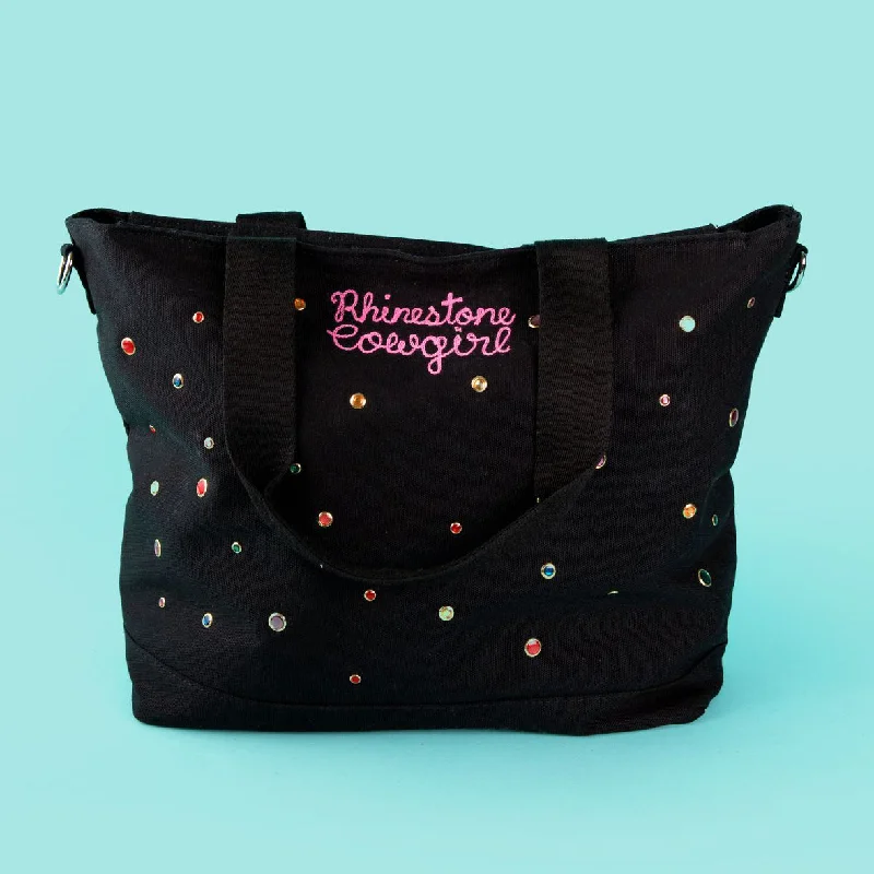 Small Black Rhinestone Personalized Tote Bag Handbag Deals You'll Love
