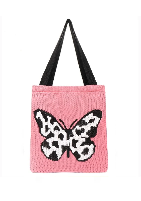 Spotted Butterfly Knitted Tote Bag Chic Crossbody Bags, Limited Offers