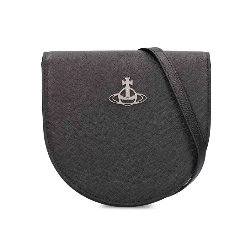 Vivienne Westwood Saffiano Leather Saddle Crossbody in Black Trendy Purses, Limited Offer Vivienne Westwood Saffiano Leather Saddle Crossbody in Black Trendy Purses, Limited Offer