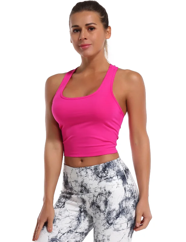 Racerback Athletic Crop Tank Tops magenta