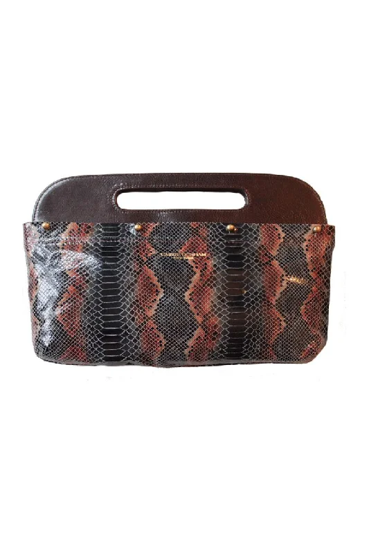 Burgundy Chestnut & Navy Python Clutch Cover Luxury Handbags At Budget-Friendly Rates