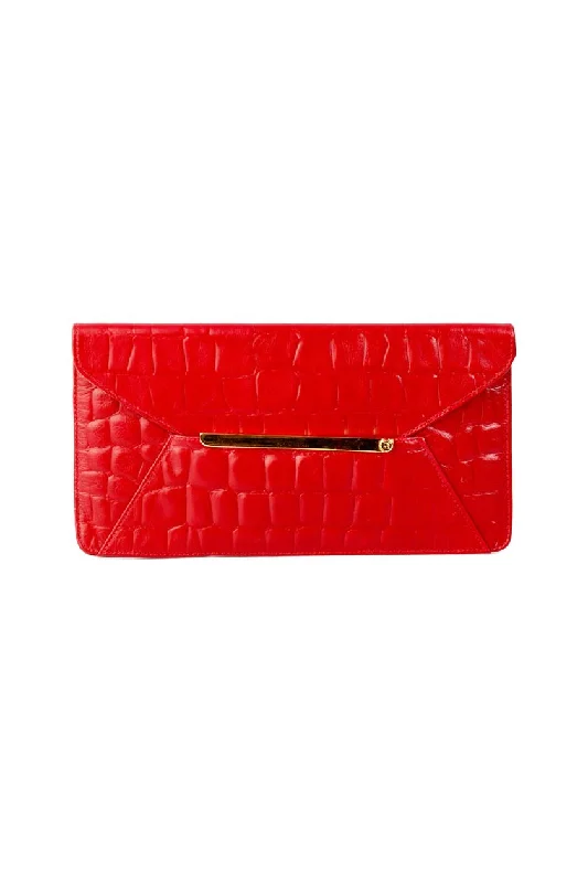 Red Croc Embossed Leather Envelope Clutch Trendy And Classic Bags Now At Unbeatable Discounts Red Croc Embossed Leather Envelope Clutch Trendy And Classic Bags Now At Unbeatable Discounts