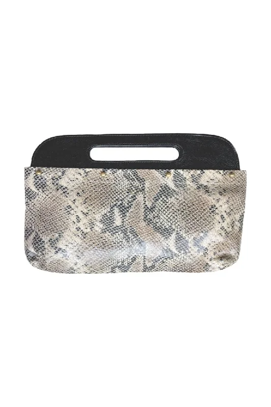 Tan & Black Python Clutch Cover Must-Have Bags With Big Savings