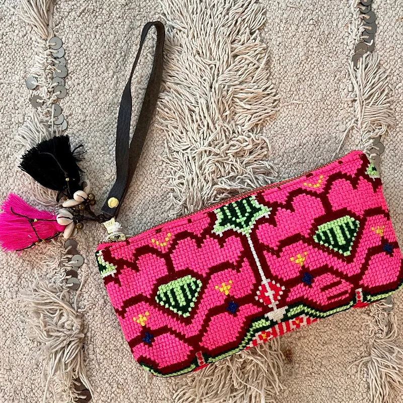 Eliz Neon Zip Puka Clutch Pink Premium Quality Bags, Budget Prices