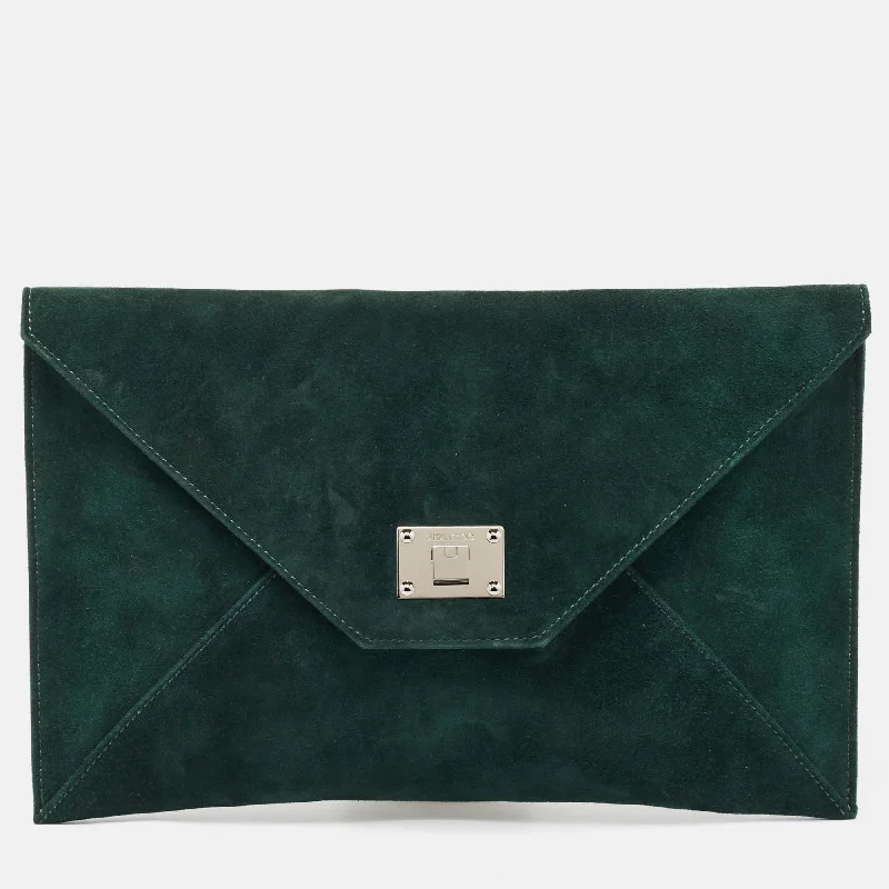 Jimmy Choo Dark Suede Rosseta Clutch Sleek Bags, Perfect Prices
