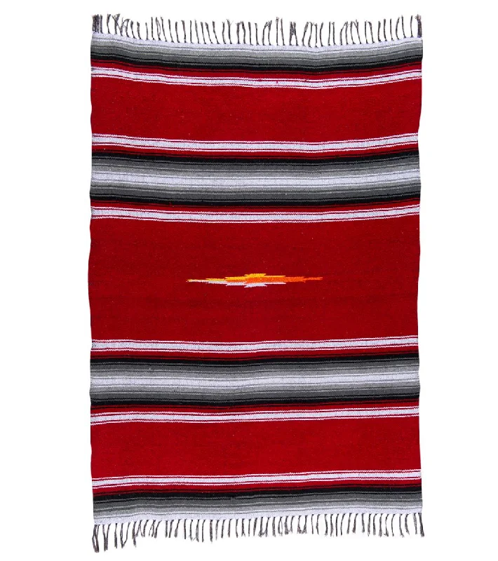 Native Yoga Diamond Design Mexican Yoga Blanket Red