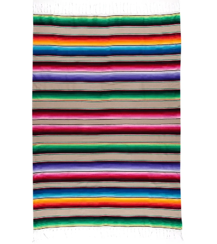 Native Yoga Large Mexican Serape Blanket Natural