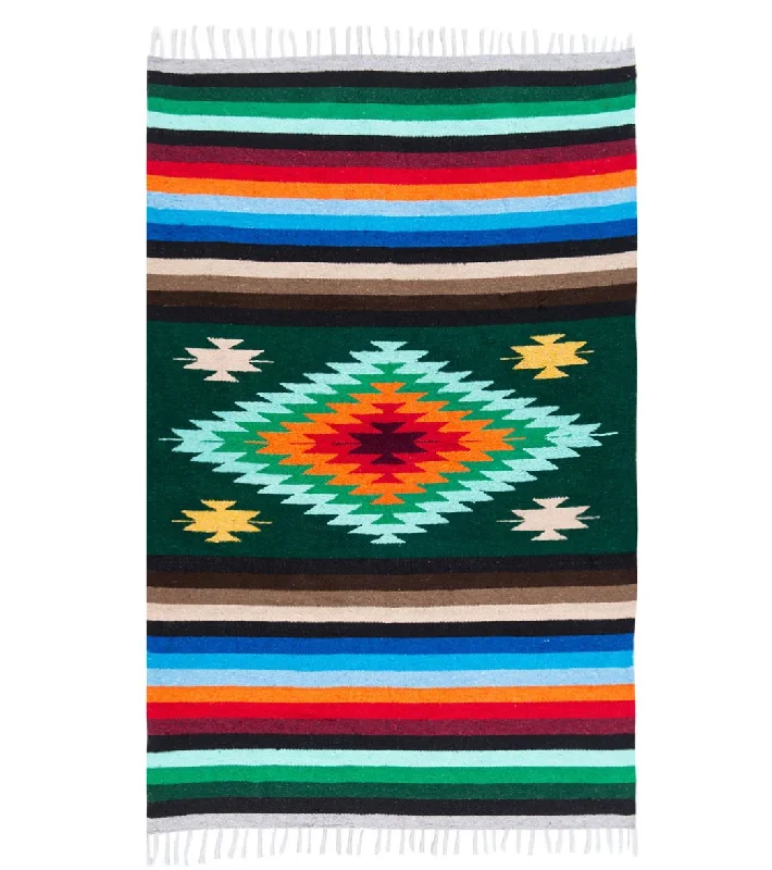 Native Yoga Super Diamond Mexican Yoga Blanket (Colors May Vary) Green