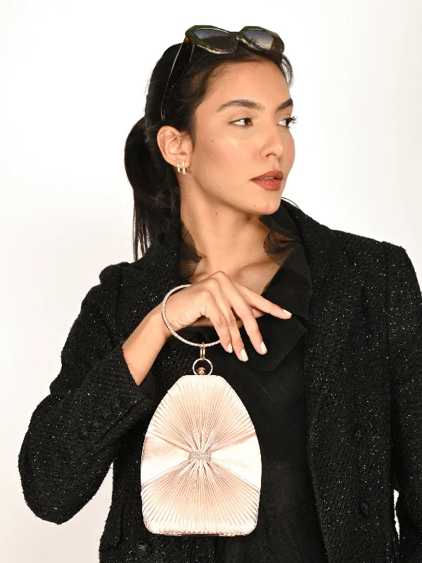 Odette Beige Patterned Clutch For Women Classic Bags, Exclusive Deals