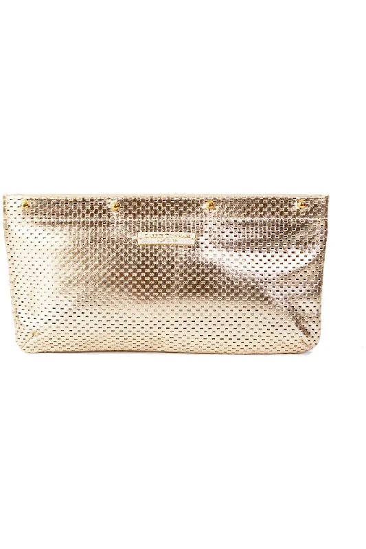 Perforated Light Gold Leather Clutch Cover Iconic Handbags At Unbeatable Prices