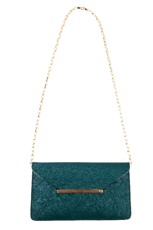 Teal Saffiano Leather Envelope Clutch Timeless Handbags Now At Special Discounts