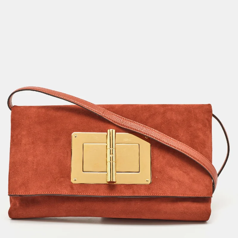 Tom Ford Brick Suede Natalia Convertible Clutch Shoulder Bags, Best Deals Today