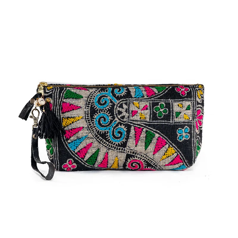 Viet Batik Pouch Black Affordable Elegance With High-Quality Bags