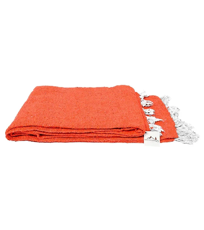 West Path Solid Color Mexican Yoga Blanket Orange