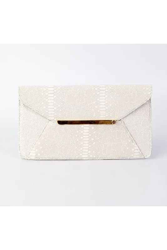 White with Grey Belly Croco Leather Envelope Clutch with Gold Hardware Premium Handbags With A Touch Of Elegance White with Grey Belly Croco Leather Envelope Clutch with Gold Hardware Premium Handbags With A Touch Of Elegance