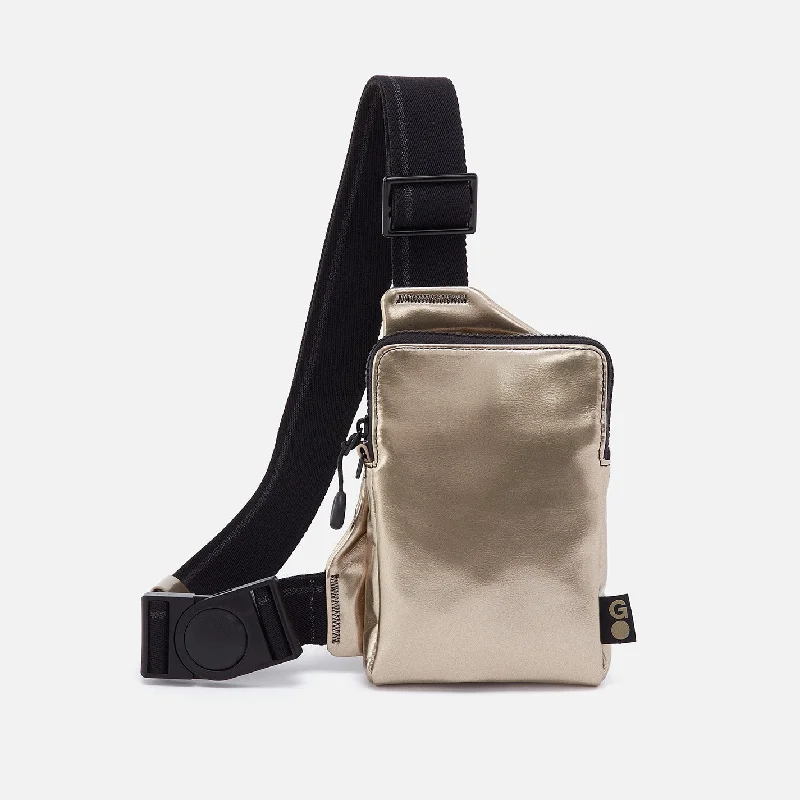 DIALED IN Phone Bag in EverShine nylon - Coffee Gold Metallic Fashionable Handbags At Must-Have Prices DIALED IN Phone Bag in EverShine nylon - Coffee Gold Metallic Fashionable Handbags At Must-Have Prices