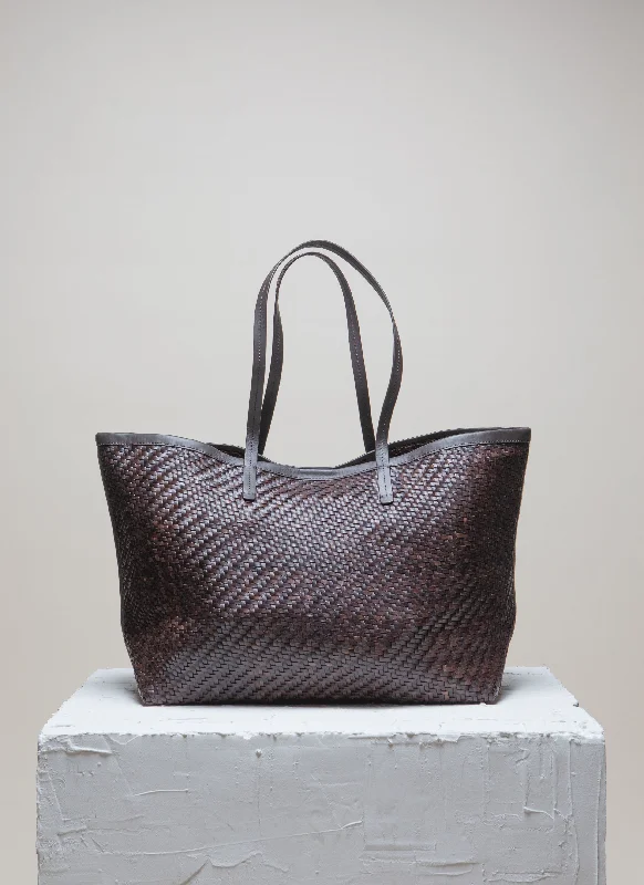 ISAI Umber Twill Shopper Sleek And Stylish Handbags At Lower Prices
