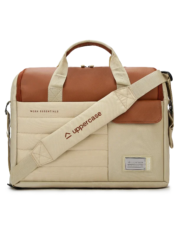 uppercase Omega 03 15" Laptop Messenger Bag Water Repellent Office Bag 14L Beige Grab Your Favorite Handbags For Less