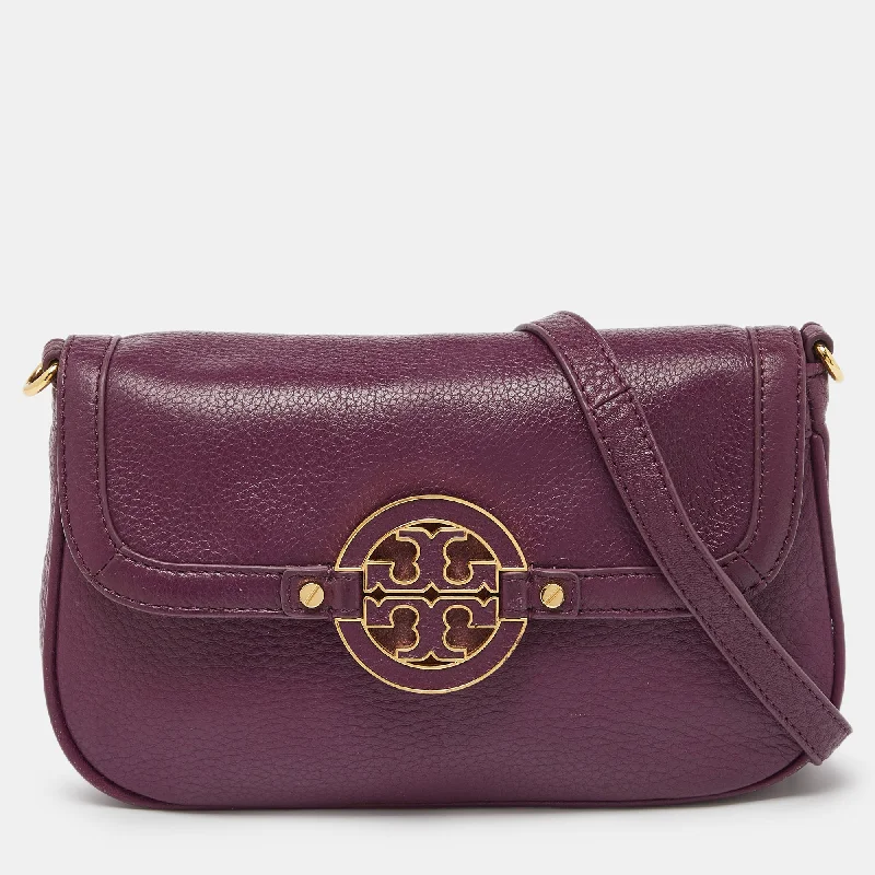 Tory Burch Purple Leather Mini Amanda Crossbody Bag High-End Bags, Low-End Prices