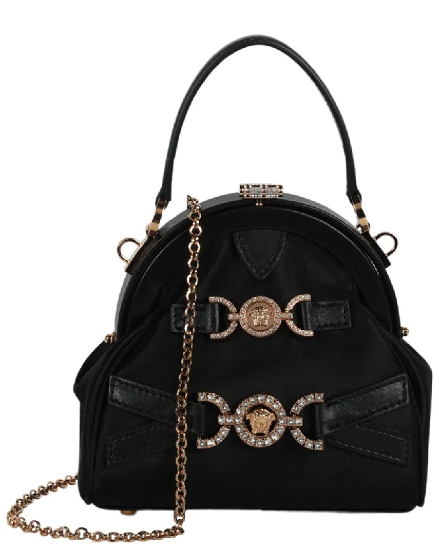 Versace Small Top Handle Satin & Leather Crossbody Sleek And Stylish Handbags At Lower Prices Versace Small Top Handle Satin & Leather Crossbody Sleek And Stylish Handbags At Lower Prices