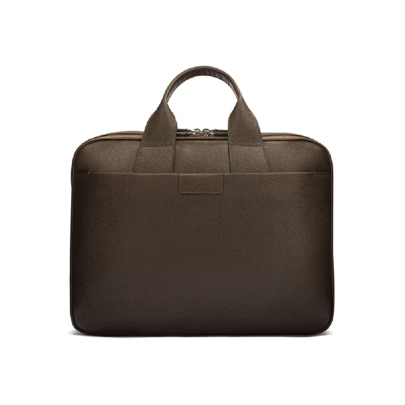 Belmont Leather 15" Laptop Briefcase - Brown With Gunmetal Zips Elegant Bags, Limited Stock Available