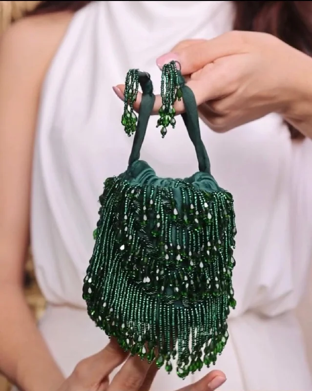 Andromeda Mini Emerald Tassels Bucket Bag Flash Sale On Designer Bags