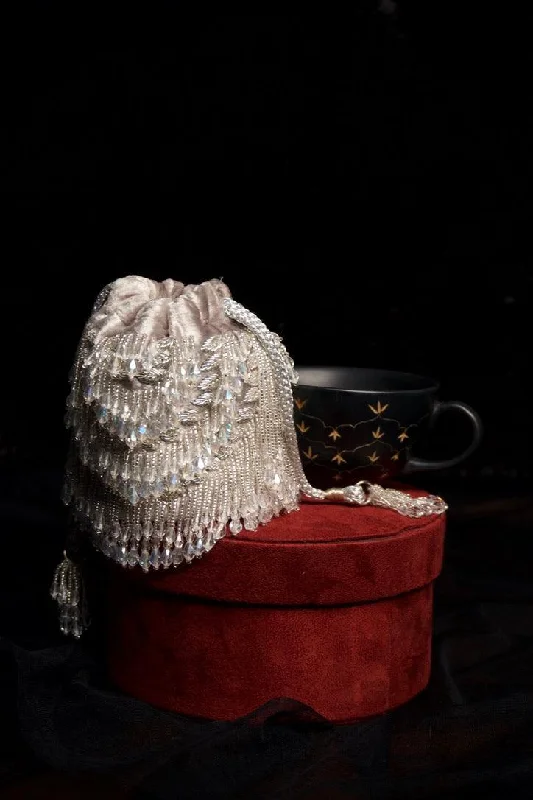 Andromeda Mini Silver Tassels Bucket Bag Modern Handbags With Stylish Discounts