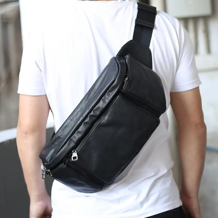 Large Black Leather Fanny Pack Men's Black Chest Bag Hip Bag Large Capacity Waist Bag For Men Grab Your Favorite Handbags At Discounted Prices Large Black Leather Fanny Pack Men's Black Chest Bag Hip Bag Large Capacity Waist Bag For Men Grab Your Favorite Handbags At Discounted Prices