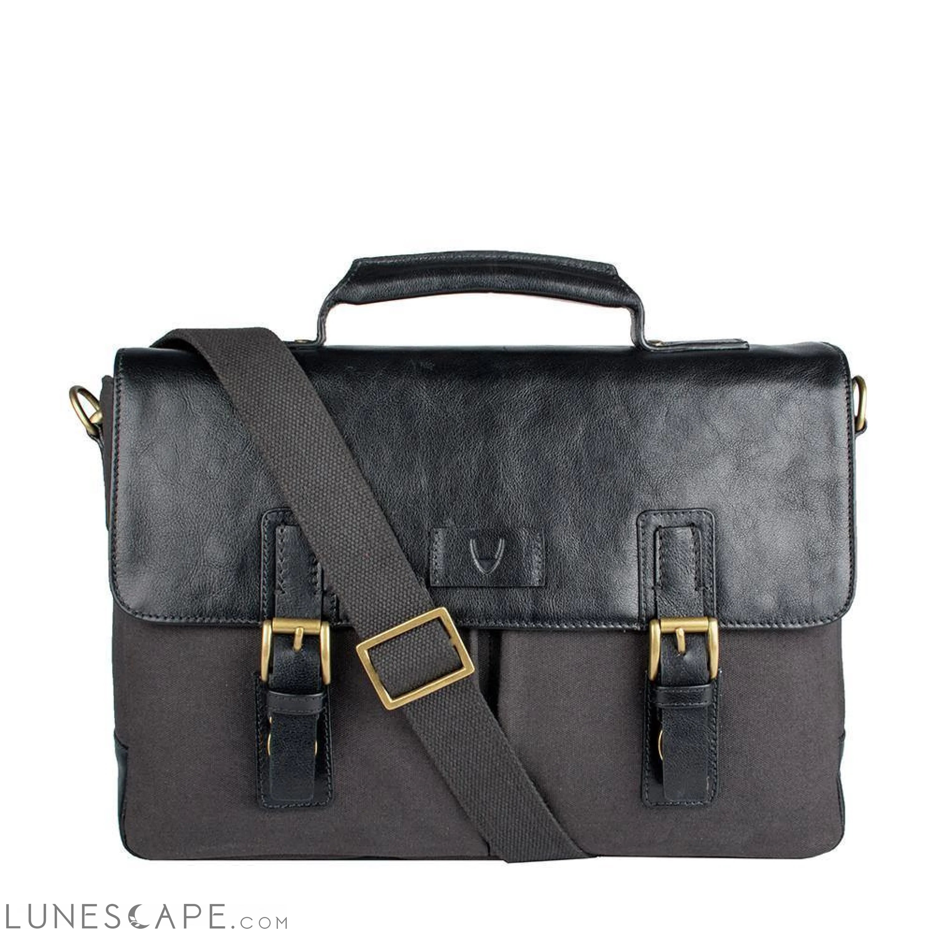 Bedouin Medium Canvas and Leather Briefcase Timeless Handbags, Flash Sale