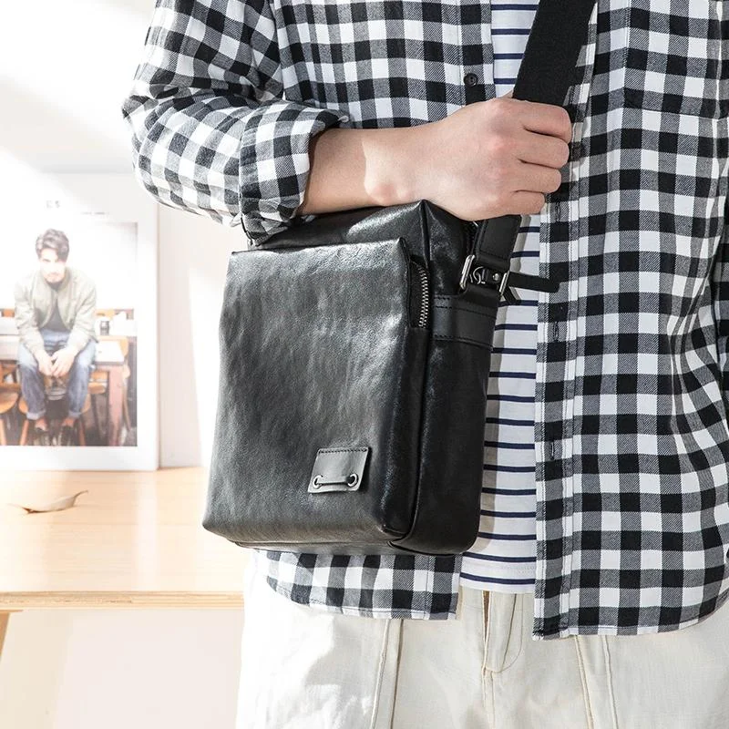 Cool Black Leather Mens 10 inches Vertical Messenger Bags Side Bag Courier Bag for Men Luxury Handbags At Budget-Friendly Rates Cool Black Leather Mens 10 inches Vertical Messenger Bags Side Bag Courier Bag for Men Luxury Handbags At Budget-Friendly Rates