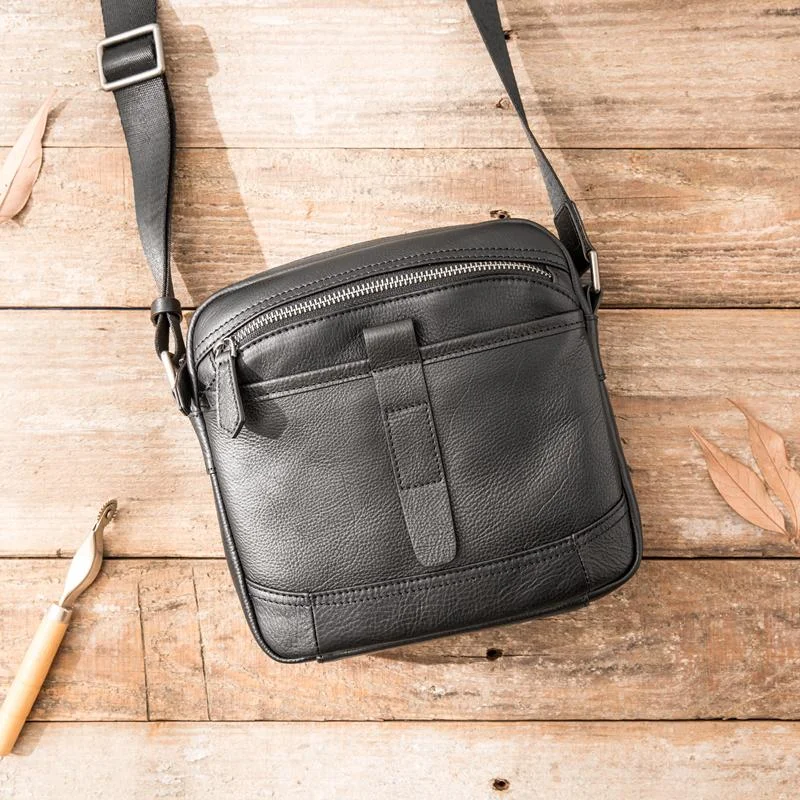 Black Cool Leather Mens Small Shoulder Bags Vertical Messenger Bags Square Phone Bag for Men Trendy Backpacks, Huge Markdowns Black Cool Leather Mens Small Shoulder Bags Vertical Messenger Bags Square Phone Bag for Men Trendy Backpacks, Huge Markdowns
