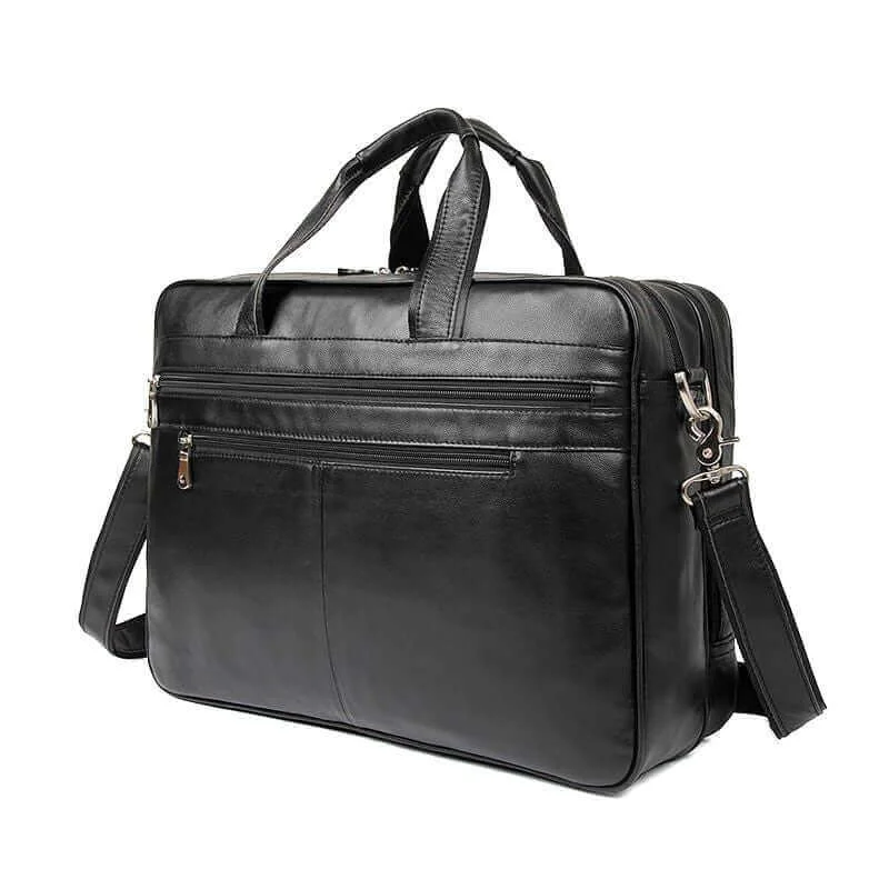 Black Nappa Leather Business Briefcase | Fits 17-Inch Trendy Totes, Shop & Save