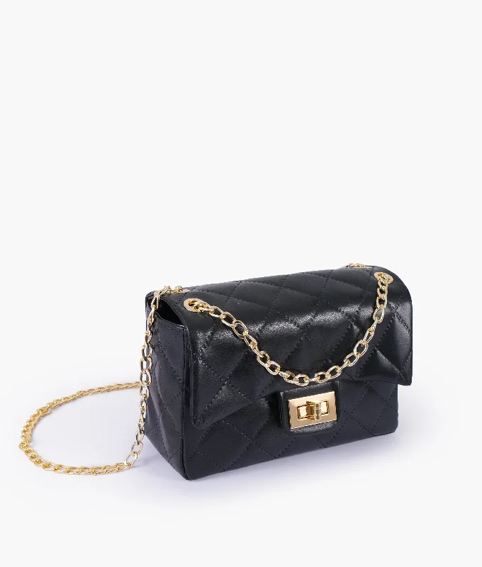 Black quilted mini bag with chain Stylish Totes, Special Discounts