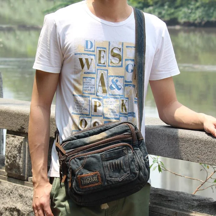Mens Blue Denim Small Messenger Bag Jean Bag Small Postman Bag Denim Courier Bag For Men Trendy And Timeless Handbags Now On Sale Mens Blue Denim Small Messenger Bag Jean Bag Small Postman Bag Denim Courier Bag For Men Trendy And Timeless Handbags Now On Sale