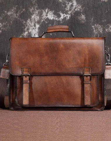 Brown Leather Men's Professional Briefcase 14‘’ Laptop Handbag Black Business Bag Messenger Bag For Men Chic Crossbody Bags, Limited Offers