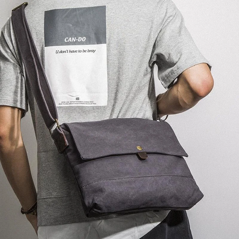 Casual Canvas Dark Gray Men's Side Bag Shoulder Bag Postman Messenger Bag For Men Limited-Time Handbag Sale Casual Canvas Dark Gray Men's Side Bag Shoulder Bag Postman Messenger Bag For Men Limited-Time Handbag Sale