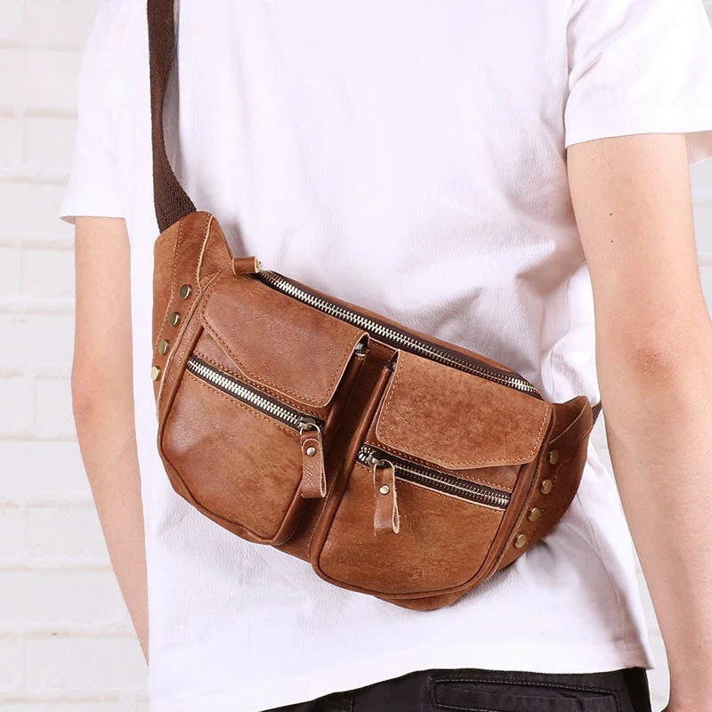 Best Leather Fanny Pack Men's Brown Chest Bag Leather Hip Bag Leather Belt Bag Waist Bag For Men Premium Handbags With A Touch Of Elegance Best Leather Fanny Pack Men's Brown Chest Bag Leather Hip Bag Leather Belt Bag Waist Bag For Men Premium Handbags With A Touch Of Elegance