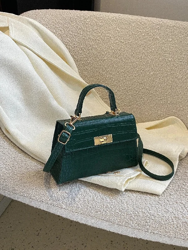 SHEIN Mini Crocodile Embossed Twist Lock Flap Square Bag Don't Miss Out – Shop Fashionable Bags At Special Rates SHEIN Mini Crocodile Embossed Twist Lock Flap Square Bag Don't Miss Out – Shop Fashionable Bags At Special Rates