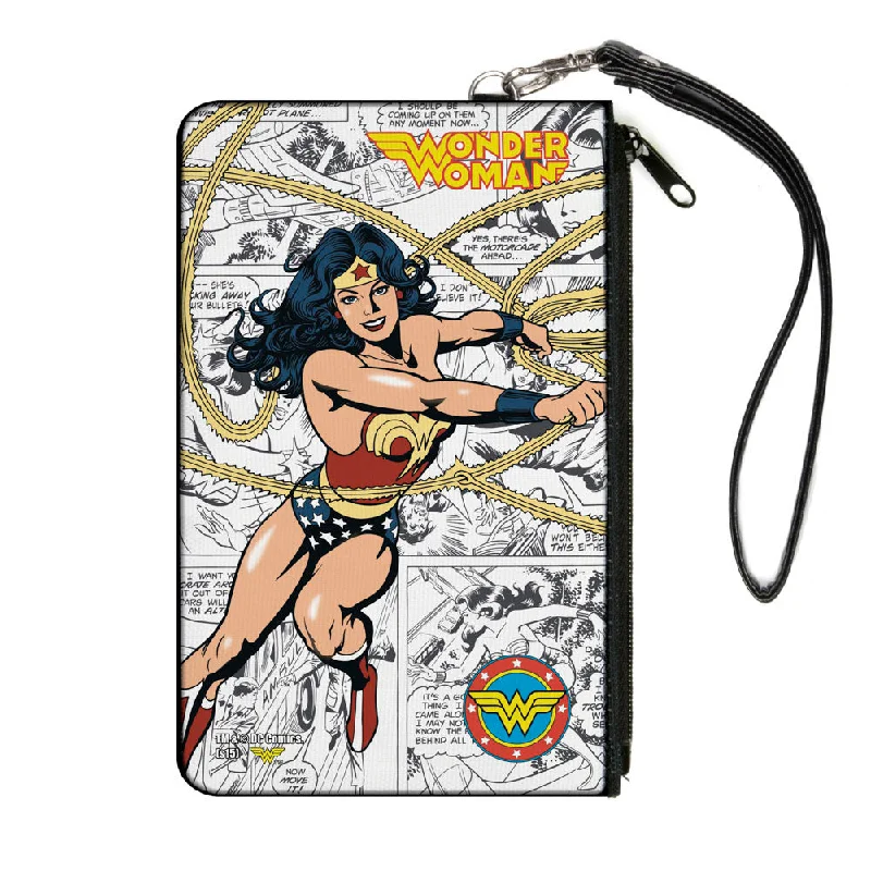 Canvas Zipper Wallet - LARGE - WONDER WOMAN Lasso Action Pose Logo Comic Scenes Carry Elegance For Less Canvas Zipper Wallet - LARGE - WONDER WOMAN Lasso Action Pose Logo Comic Scenes Carry Elegance For Less