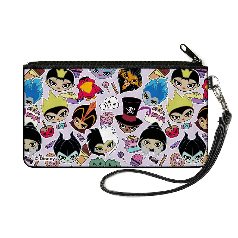 Canvas Zipper Wallet - SMALL - Disney Sweet Chibi Villain Faces and Icons Collage Lavender Chic Shoulder Bags At Promotional Rates Canvas Zipper Wallet - SMALL - Disney Sweet Chibi Villain Faces and Icons Collage Lavender Chic Shoulder Bags At Promotional Rates
