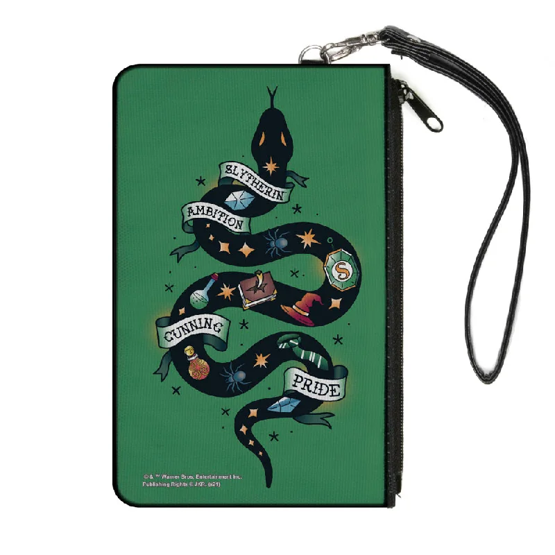 Canvas Zipper Wallet - SMALL - Harry Potter SLYTHERIN Serpent AMBITION CUNNING PRIDE Tattoo Green Flash Sale On Handbags Canvas Zipper Wallet - SMALL - Harry Potter SLYTHERIN Serpent AMBITION CUNNING PRIDE Tattoo Green Flash Sale On Handbags
