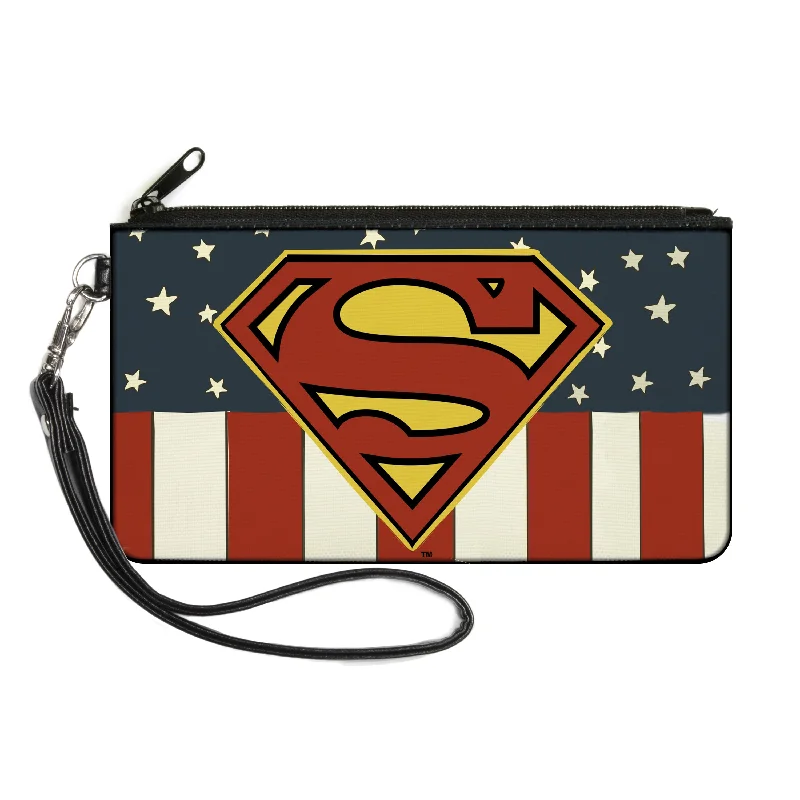 Canvas Zipper Wallet - SMALL - Superman Shield Americana Red/White/Blue/Yellow Chic Handbags At Special Promotional Prices Canvas Zipper Wallet - SMALL - Superman Shield Americana Red/White/Blue/Yellow Chic Handbags At Special Promotional Prices