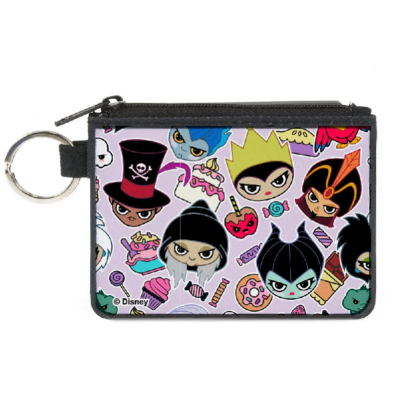 Canvas Zipper Wallet - MINI X-SMALL - Disney Sweet Chibi Villain Faces and Icons Collage Lavender Trendy Backpacks With Big Discounts Canvas Zipper Wallet - MINI X-SMALL - Disney Sweet Chibi Villain Faces and Icons Collage Lavender Trendy Backpacks With Big Discounts